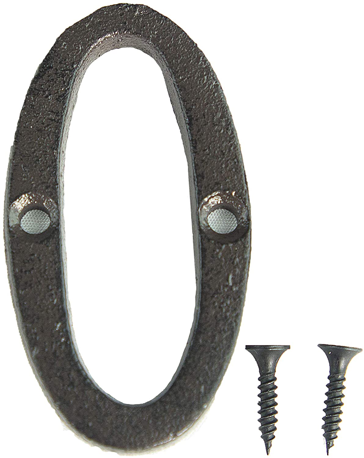Rustic Cast Iron Address House Number Lettering 3 x 1.5 Inch Mounting Hardware (Number 0) 1pc