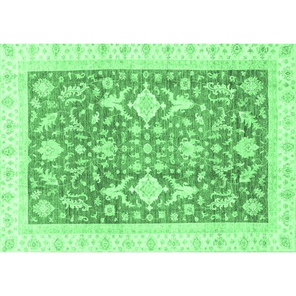 Ahgly Company Indoor Rectangle Oriental Emerald Green Traditional Area Rugs, 2' x 3'