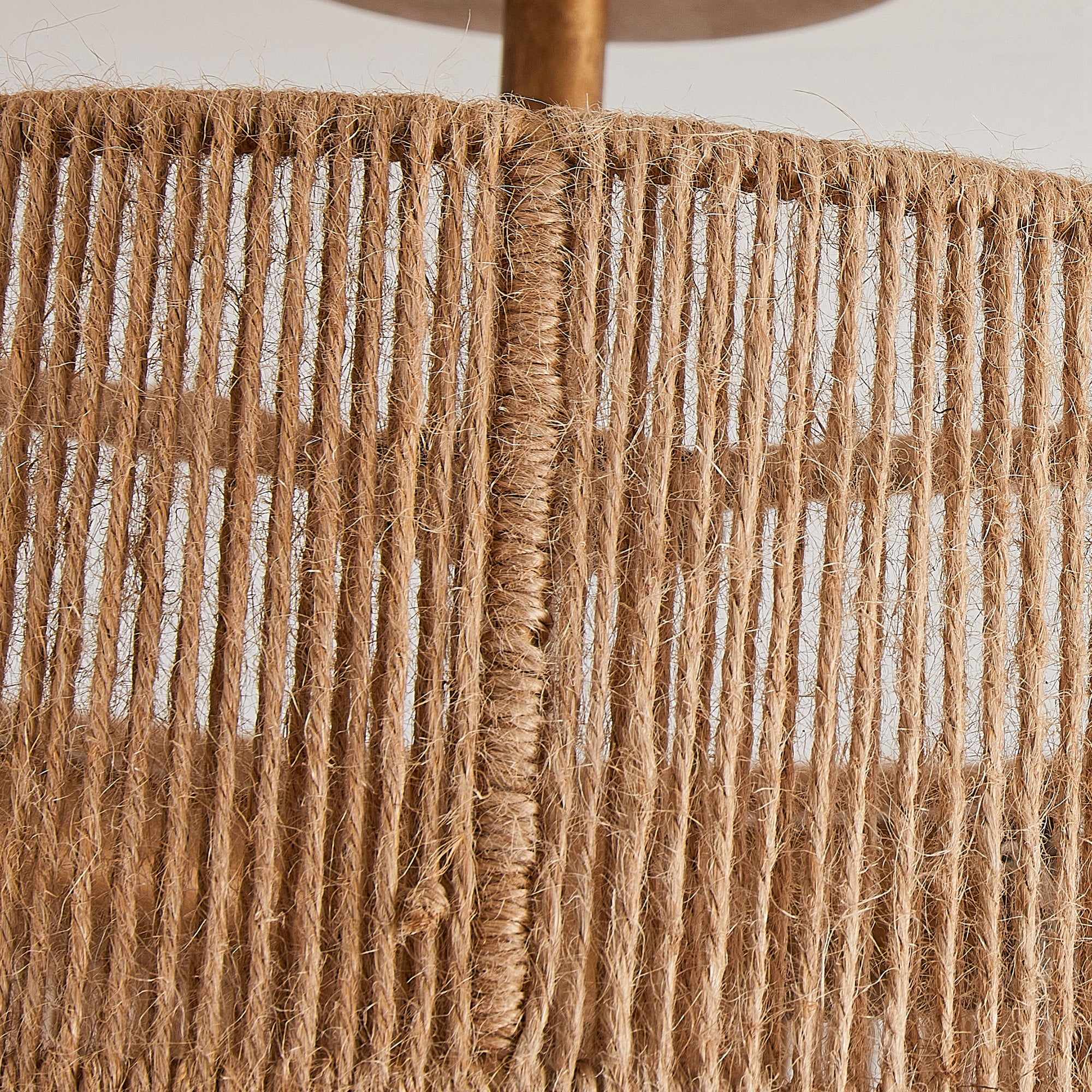 Parrot Uncle 15.4" Boho Hemp Rope Semi-Flush Mount Retro Gold Ceiling Lights Fixture