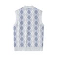 thumbnail image 5 of Resicozy Mens Plaid Sweater Vests V-Neck Sleeveless Fashion Casual Cardigan Vest Fall Winter Tank Top Light Blue 3XL, 5 of 7