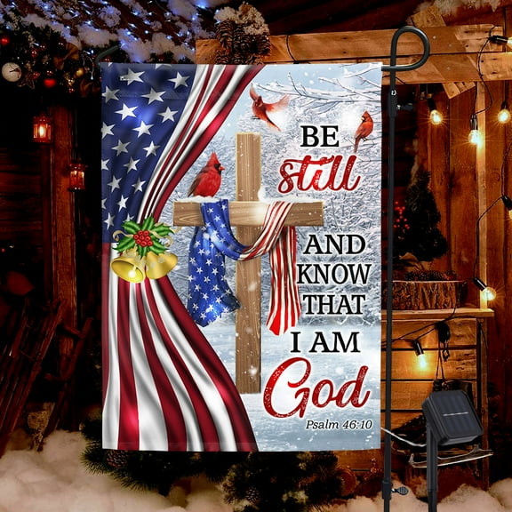 FLAGWIX Jesus Christ Cross Be Still And Know That I Am God Christmas Solar LED Garden Flag MLN687SF - USA Flags Decor Indoor Outdoor
