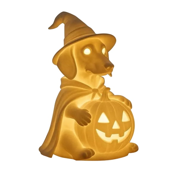 Clearance Sale! Halloween Sausage Dog Pumpkin Lantern Halloween Decorations Pumpkin Light Resin Desktop Ornament for Indoor Home Party Festival Cute Decorative Display