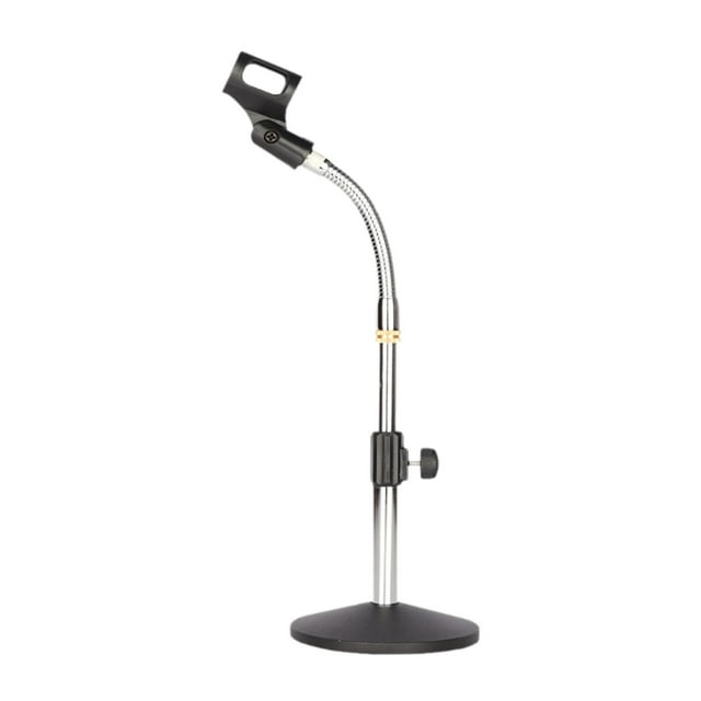 Yinanstore Support de Microphone de Bureau Support de Micro Flexible Portable avec Base Ronde pour Concert Podcast Studio Argent