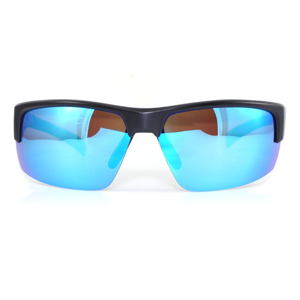 Storm Polarized Adult Half Frame Sports Fishing Sunglasses, STF-601121A, Black with Deep Blue Lens
