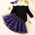 thumbnail image 3 of Hpapadks Baby Girl Outfits Halloween Printed Long Sleeve Romper Skirt Hairband 3 Piece Set Casual Holiday Party Baby Girl Clothes Purple 3-6 m, 3 of 7