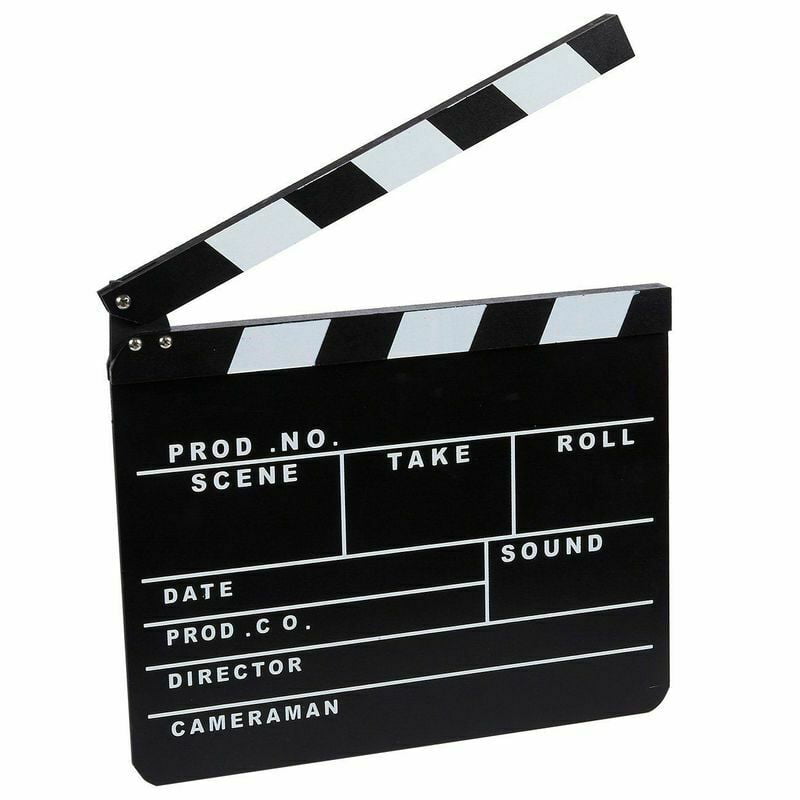 Black Swity Home Movie Film Clap Board Hollywood Clapper Board Wooden Directors Film Clapboard Wooden Movie Slateboard Black Action Cut Board 12 inches x 11 inches