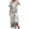 thumbnail image 1 of Conjunto de 2 Piezas de de Corta para Mujer, Cuello Redondo, Pantalones de Pierna , Talla Grande, para Verano Anillos Blancos M, 1 of 4