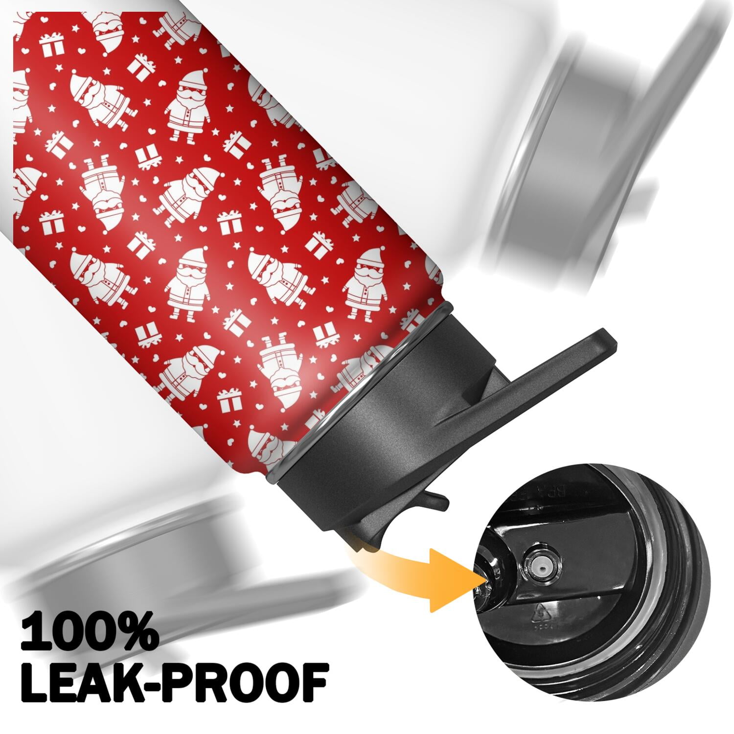 Christmas 18 oz Insulated Stainless Steel Water Bottle with Straw & Cleaning Brush , Leakproof, BPA-Free, 304 Stainless Steel, Wide Mouth, Travel Mug for Car, Gym, Office