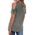 thumbnail image 2 of Starybirds Women's Cold Shoulder Tops Plus Size Summer Blouse Gray xxl, 2 of 5