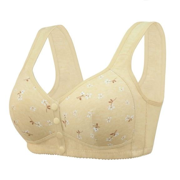 yievot Front Closure Bras for Womens Wireless Push Up Bra No Underwire Full Coverage Daisy Bras for Older Women Everyday Bra Bralettes