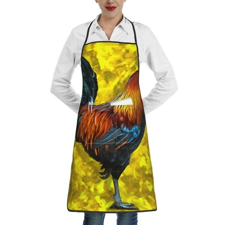 

Matuu Colorful Rooster for Adjustable Cooking Aprons for Women with Pockets Kitchen Aprons for Men Water and Oil Resistant
