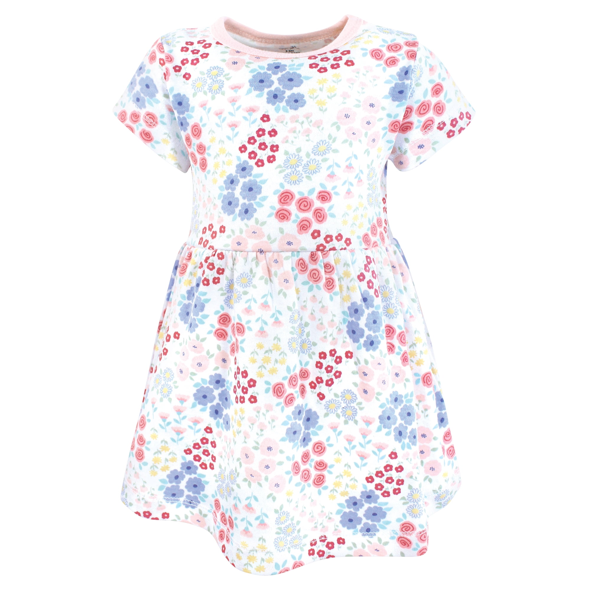 Touched by Nature Girls Organic Cotton Short-Sleeve Dresses, Flower Market, 9-12 Months