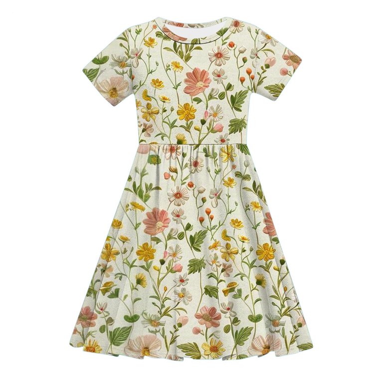 floral skater dress with short sleeves Chameleon Floral Pattern Women's Classic Swing Skater Dress Casual Work Party Cocktail Dresses