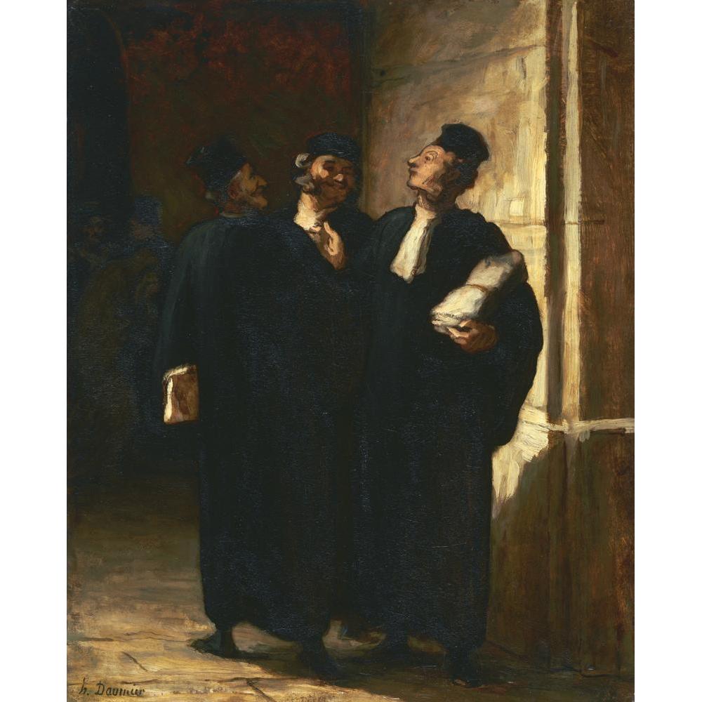 Honoré Daumier 12x14 Black Modern Framed Museum Art Print Titled - Three Lawyers