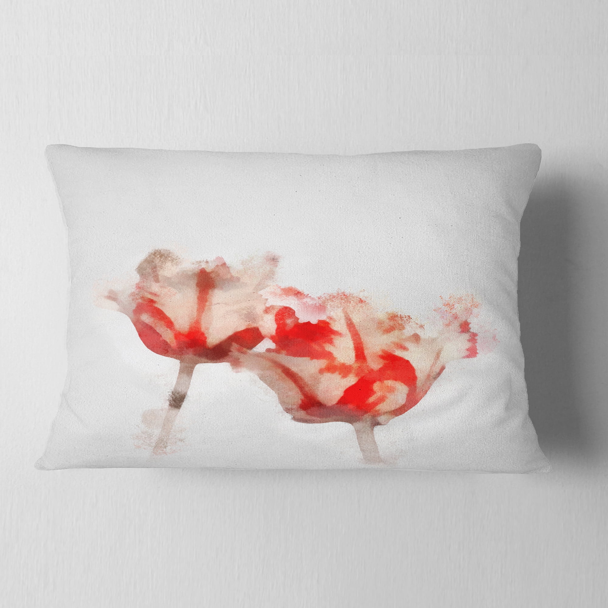 Designart Colorful Watercolor Roses on White - Floral Throw Pillow - 12x20