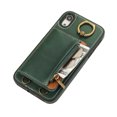 thumbnail image 3 of for iPhone XR PU Leather Case, Card Slots and Zipper Pocket Kickstand, Classic Protective Shockproof Lightweight Ultra Slim lip Case Finger Ring Wrist Strap for iPhone XR, Green, 3 of 7