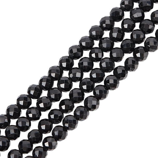 250 cuentas facetadas negras de 2 hebras, 3 mm, piedras preciosas naturales, redondas, sueltas, espaciadoras para collares, pulseras y bisutería. Agujero: 0,7 mm.