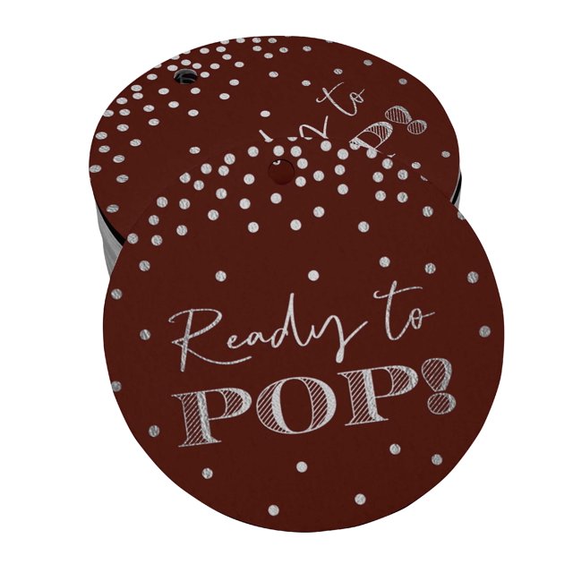Inkdotpot Ready To Pop Baby Shower Bottle Tag Real Silver Foil Favor Hang Tags Pack Of 50