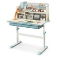 thumbnail image 1 of Gymax Kids Multifunctional Study Table Study Desk w/ Tiltable Desktop Book Stand Blue, 1 of 10