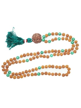 Mogul Yoga Gift Mala Green Jade Rudraksha Beads for Meditation Prayer Japamala Bracelet