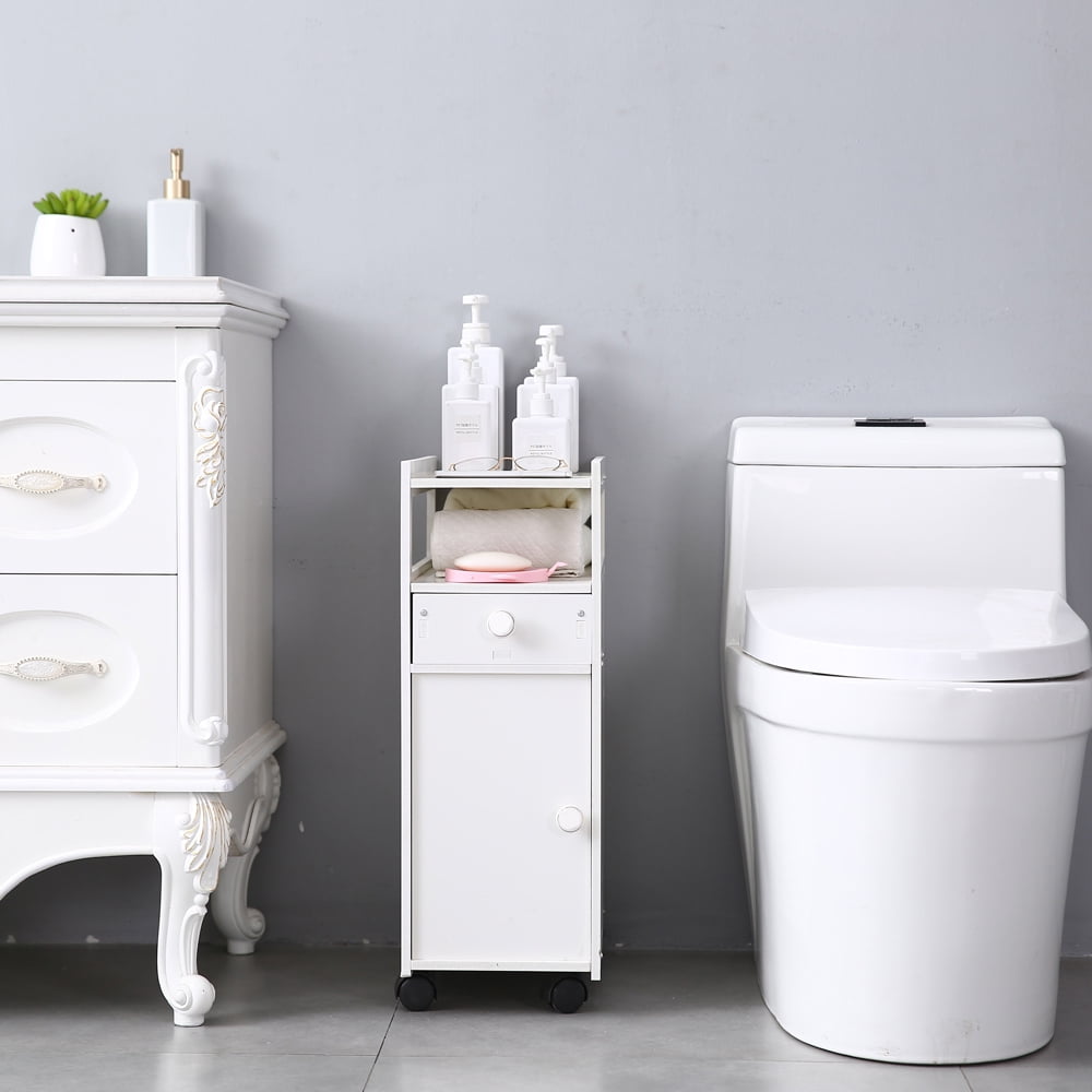 Kepooman Bathroom Narrow Cabinet Shelf with Wheels for cosmetic Washing supplies Kepooman Bathroom Narrow Cabinet Shelf with Wheels for cosmetic Washing supplies