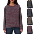 thumbnail image 1 of Daiosportswear Haut Décontracté Ample à Manches Longues à Col Rond pour Femme avec Rayures Horizontales, Haut à la Mode, Paréo pour Femme Rouge TG(TG), 1 of 9