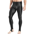 thumbnail image 2 of Sxiwei Men's Shiny Compression Pants Oil Glossy Stretchy Workout Sports Base Layer Trousers Black A L, 2 of 6
