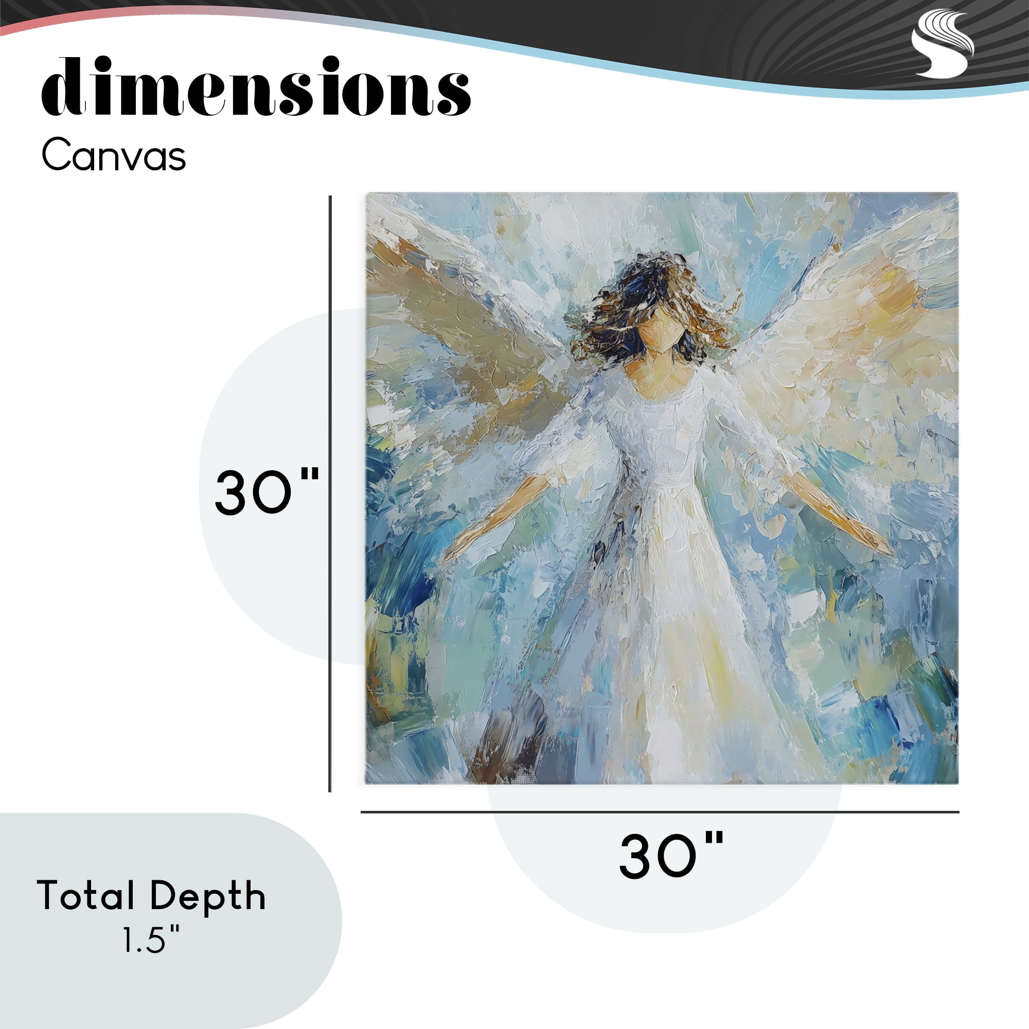 Flying Glory Angel Canvas Wall Art, design by Petal Prints Design