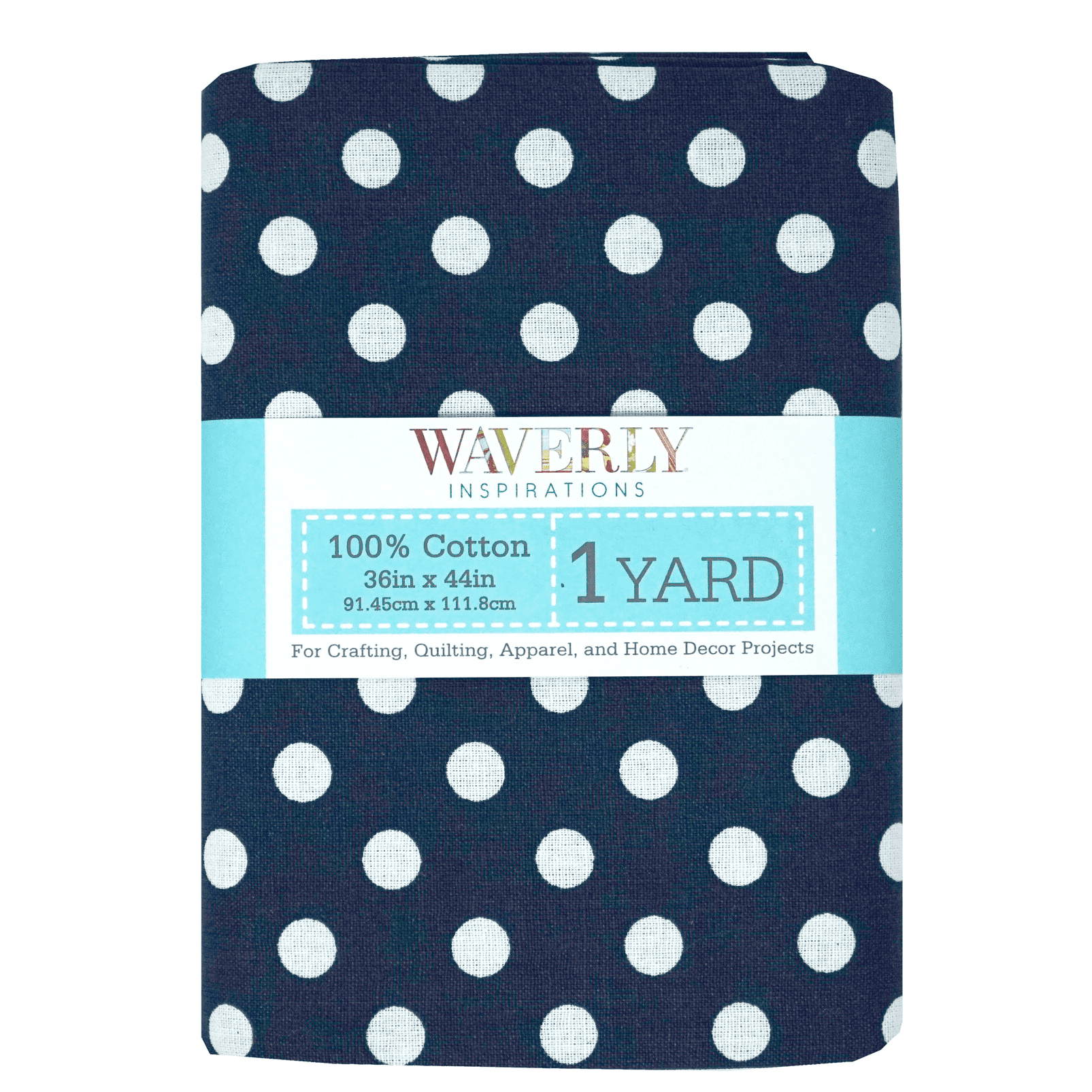 Waverly Inspirations 44' x 1 Yard Cotton Precut Big Dot Navy Color Sewing Fabric, 1 Each