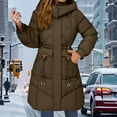 thumbnail image 2 of Breezora Women's Casual Longline Padded Coat Mid Waist Thick Thermal Cotton Blend European Style Winter Jacket M Size Coffee, 2 of 9