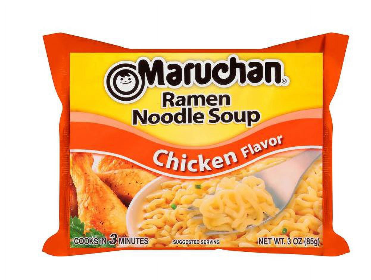Maruchan Ramen Instant Soup 3 oz Noodles 24 Count - 12 Shrimp Flavor & 12 Chicken Flavor Lunch / Dinner Variety, 2 Flavors by LRB