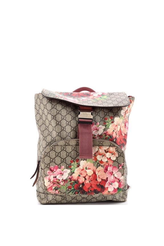 Pre-Owned Buckle Backpack Blooms Print GG Coated Canvas Medium By Rebag