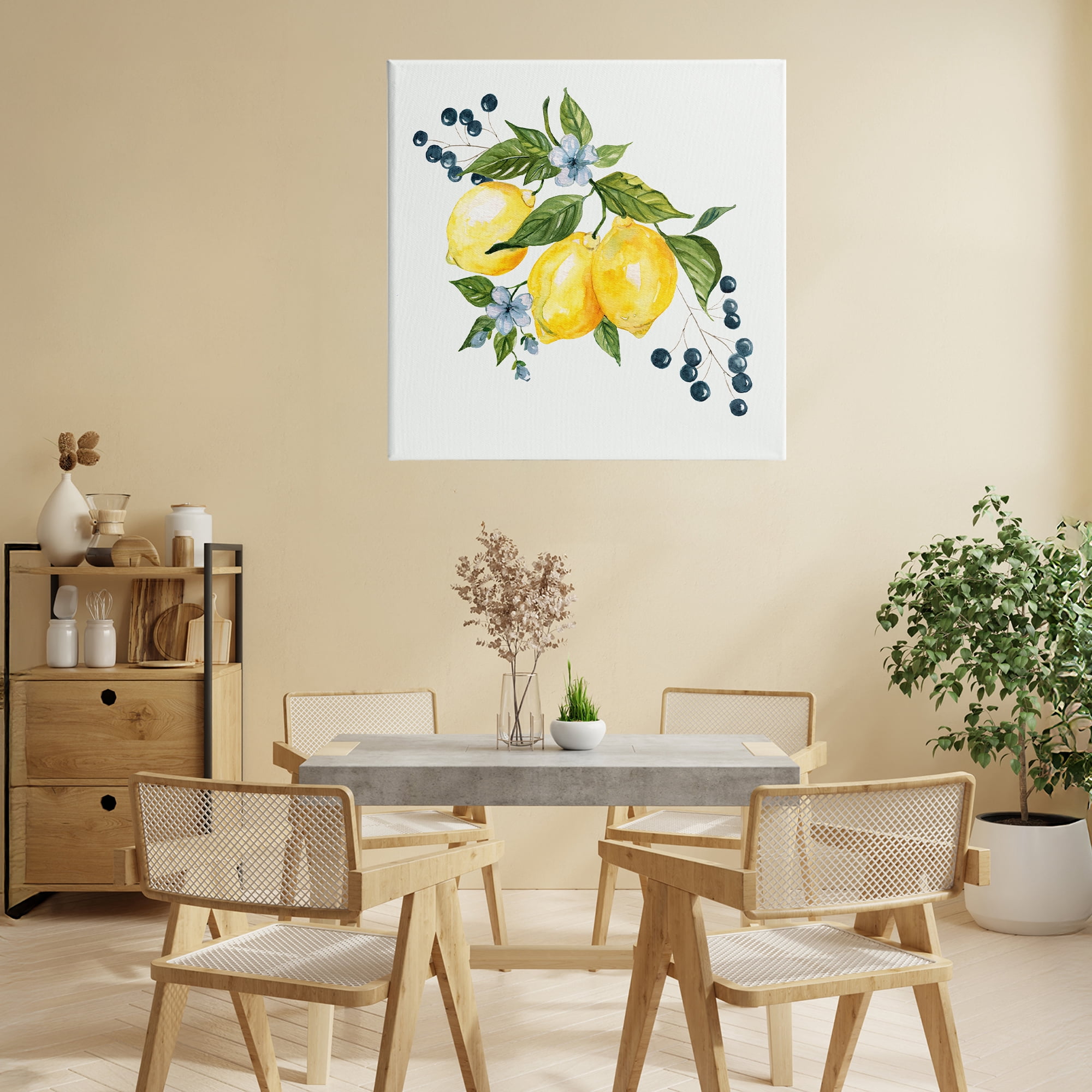 Stupell Industries Lemons with Blossoms & Berries Canvas Wall Art, design by Livi Finn