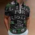 thumbnail image 2 of All I Want for Christmas Is Gin Men Zipper T-shirt Summer Casual Short Sleeve T-shirt Top, 2 of 7