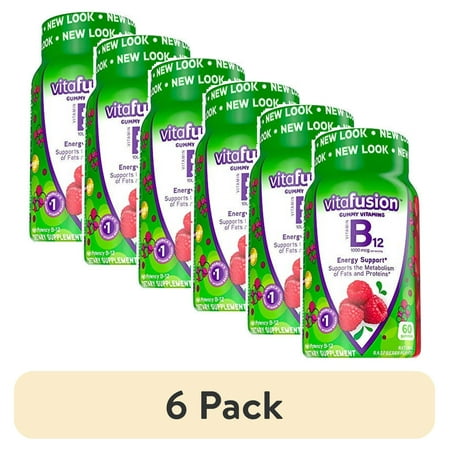 (6 pack) Vitafusion B12 Gummy Vitamins, Delicious Raspberry Flavor, 60ct (30 Day Supply)