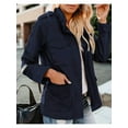 thumbnail image 4 of Women Anorak Jackets Zip Up Snap Buttons Parka Utility Coats Outwear with Pocket Deep Blue L, 4 of 7