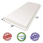 AK TRADING CO. (6" H X 30" W x 72"L) Upholstery Foam Cushion CertiPUR-US Certified. Perfect for Seat Replacement, Upholstery Sheet & Foam Padding