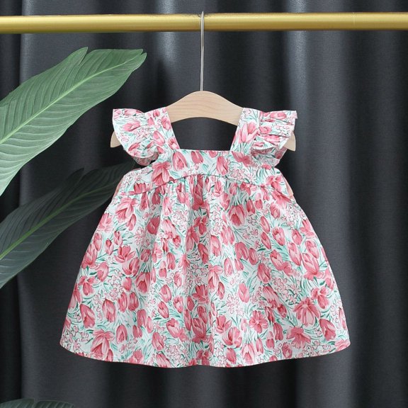 Vedolay Girl Dress Little Girls Twirly Skater Dress for School Party Summer A-Line,Blue 9-12 Months