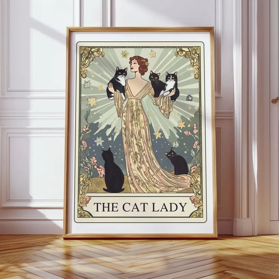 Nouveau Cat Lovers Wall Art, Vintage Cat Poster, Cat Mom Gift Poster, Size 24''x36''-Gategoo