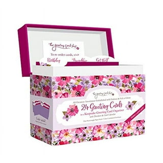 Grey Roses Greeting Card Organizer Box, Stores 140+ cards (not included).  7 x 9 x 9-1/2 