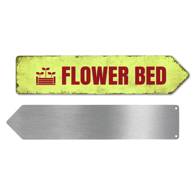 Flower Bed Metal Sign by DC | Arrow Metal Directional Signage for Indoor & Outdoor | 3x12" Rust-Free Aluminum Sign | Home & Garden Signage UV Protected Road RIGHT Arrow Sign | Made in USA