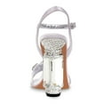 thumbnail image 3 of FSJ Women Jewel Ankle Buckle Strap Sandals Studded Crystal Chunky High Heel Pumps Sparkle Rhinestone Square Open Toe Party Dressy Shoes Size 8.5 Gray, 3 of 4