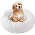 thumbnail image 1 of Cama redonda para perros y gatos (40 cm, blanca), cojín de peluche, cesta suave con forma de dona para perros y gatos pequeños y medianos., 1 of 5