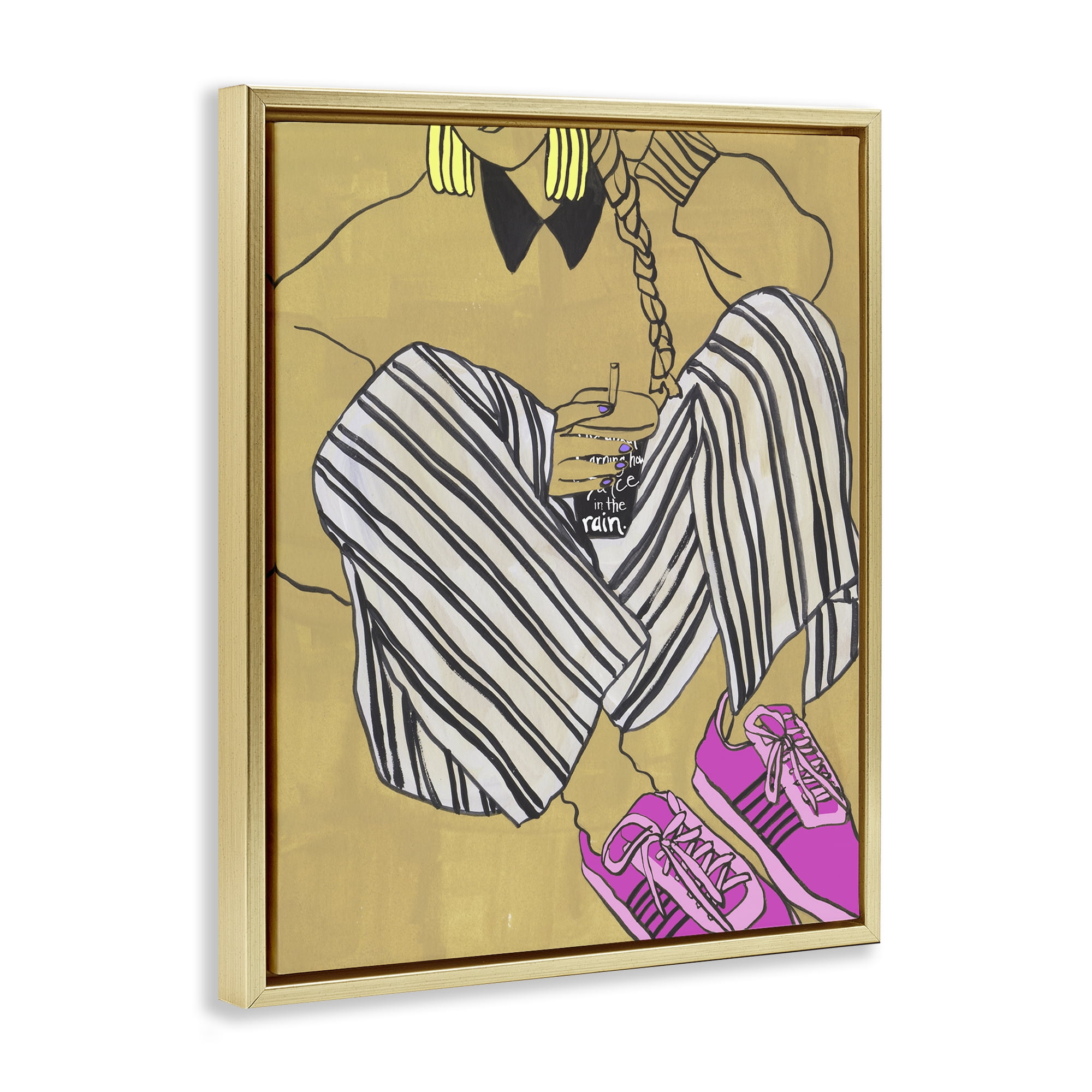 Stupell Industries Crimson Thread Fashionista Gold Framed Floater Canvas Wall Art, design by Melissa Wang
