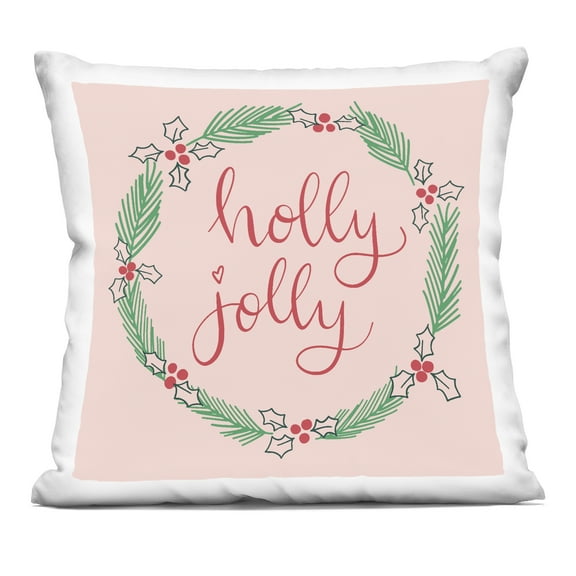 Stupell Industries Minimal Holly Jolly Wreath Design by Sazerelli Designs Throw Pillow