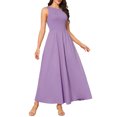 thumbnail image 4 of INSPIRE CHIC Sleeveless Maxi Dress for Women's Patchwork A-Line Crew Neck Stretchy Casual Tank Dress XS Purple, 4 of 6