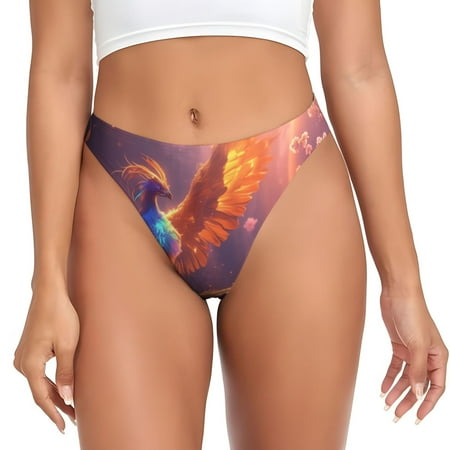 Sigee Fantasy Bird Illustration for Women s G-String Sexy  Low Rise  Soft Lace Perfect for Special Occasions-X-Small