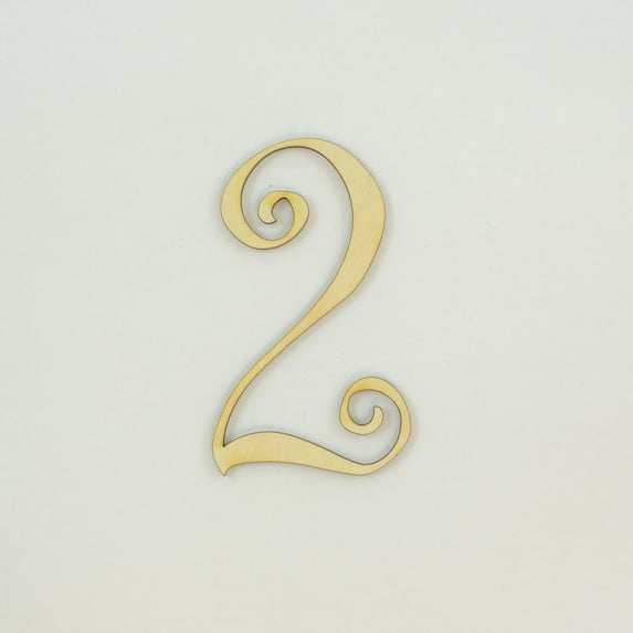 1 Pc, 6 Inch X 1/4 Inch Wood Numbers 2 In The Curlz Font Great For Craft Project & Different Decor