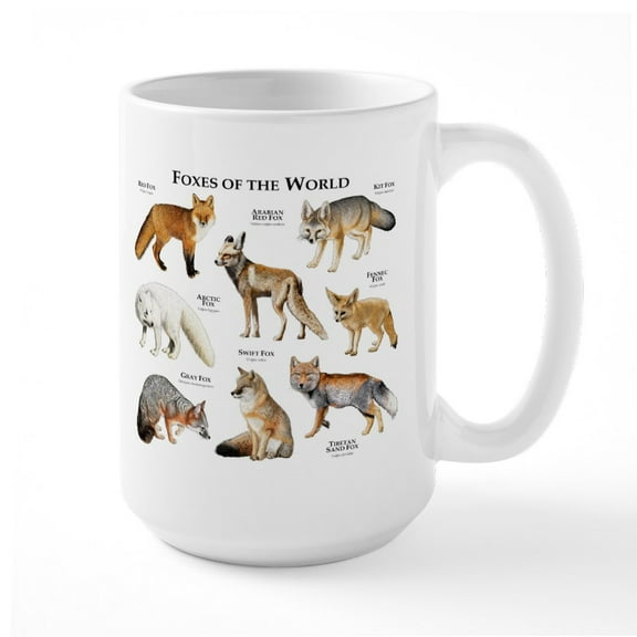 CafePress - Foxes Of The World Large Mug - 15 oz Ceramic Large White Novelty Mug
