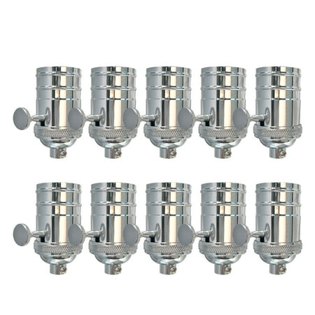 Royal Designs Inc. Full Range 3 Way Vintage Turn Knob Dimmer Lamp Socket Polished Nickel Set of 10